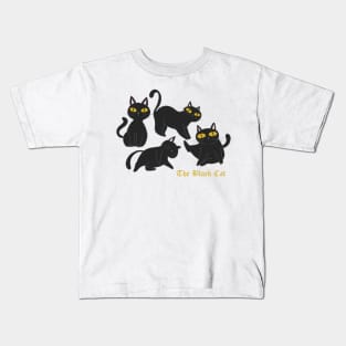 Cute Black Cat Illustration Kids T-Shirt